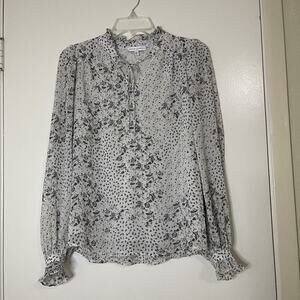 Anthropologie Maison d'amelie long sleeve abstract floral white blouse small